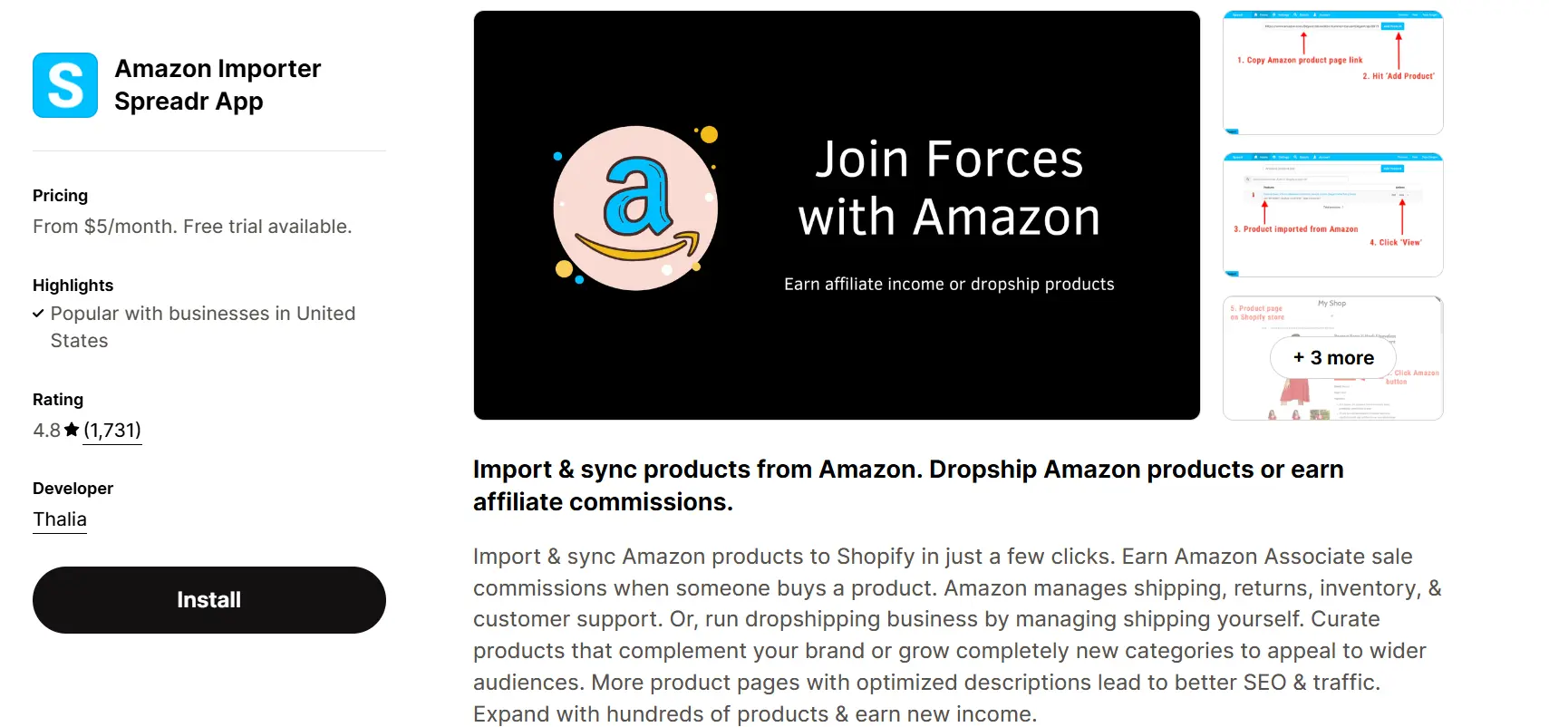 2. Amazon Importer Spreadr App